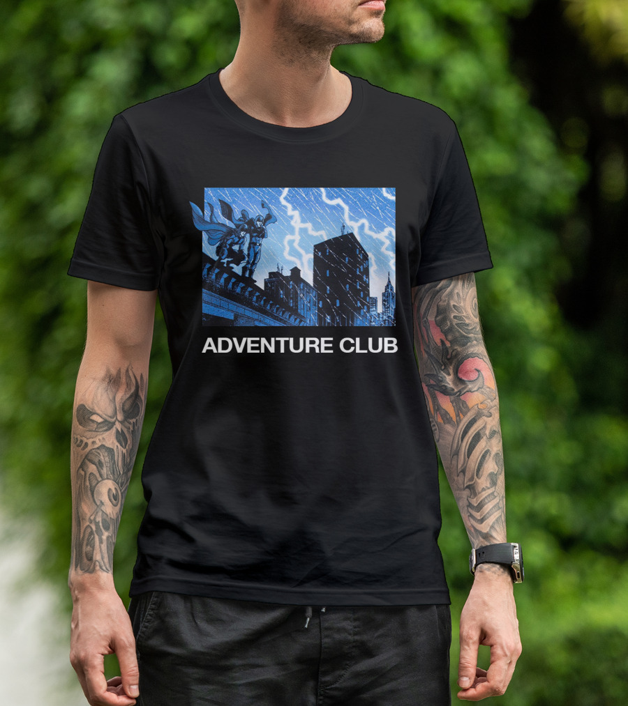 ADVENTURE CLUB Cityscape Superhero Lightning Scene T-Shirt
