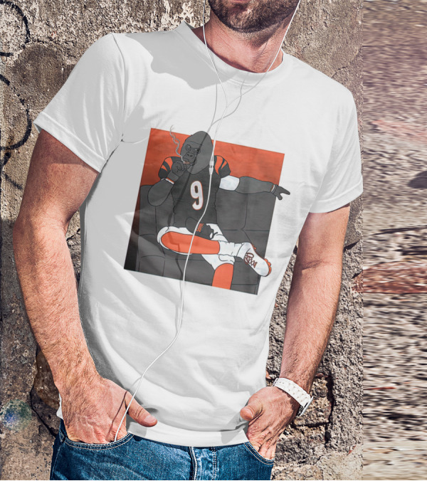 Harambe Smoking Gorilla Wearing Number 9 Jersey Sitting On Couch T-Shirt