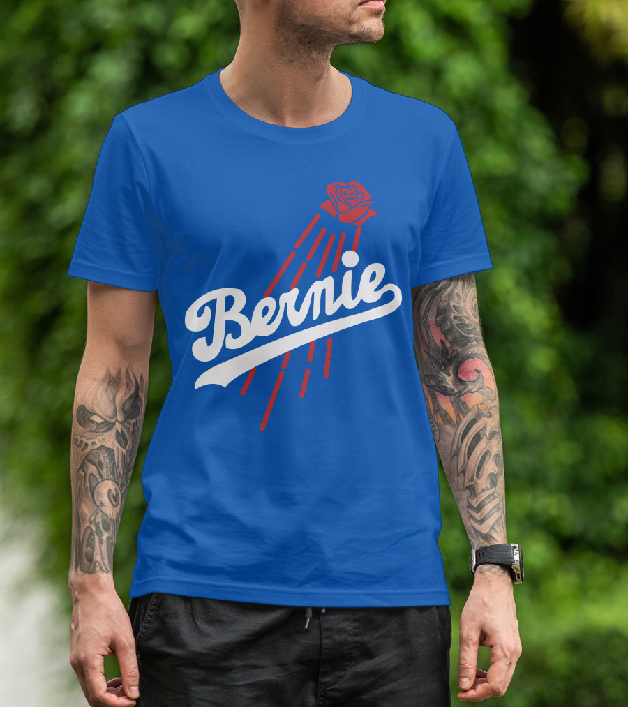 Bernie Sanders Dodgers Logo Rose T-Shirt