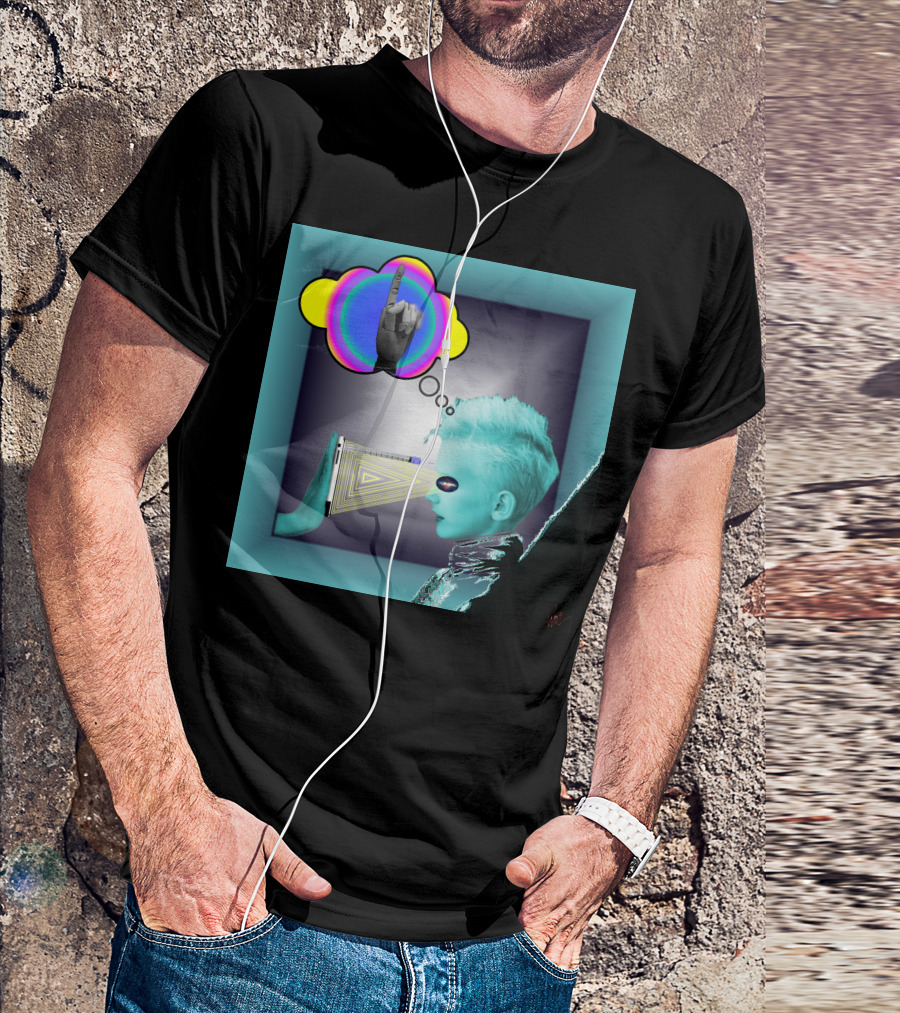Push In Neon Finger Vision Cube T-Shirt