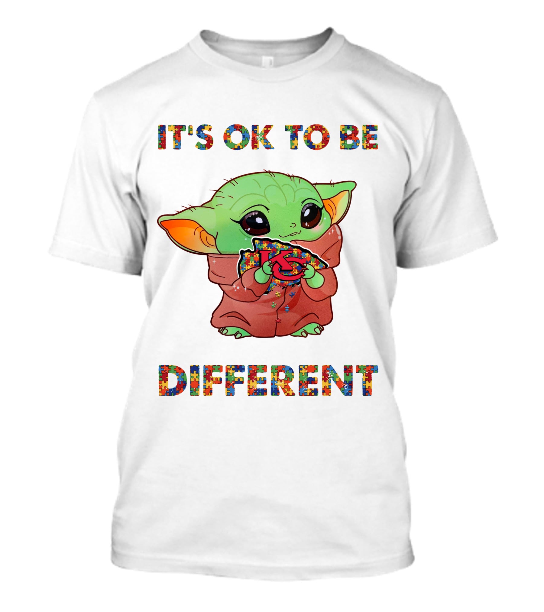 It's Ok To Be Different Kansas City Chiefs Baby Yoda Holding Kc T-Shirt