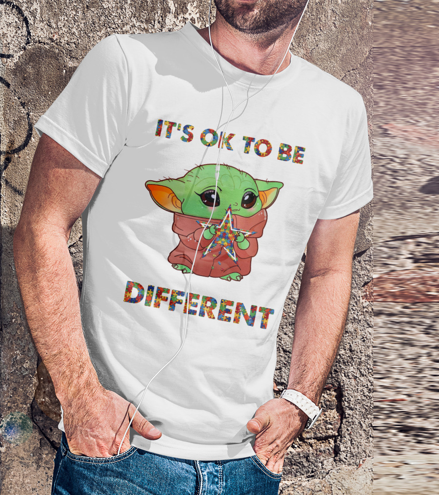 It's Ok To Be Different Dallas Cowboys Baby Yoda Star T-Shirt