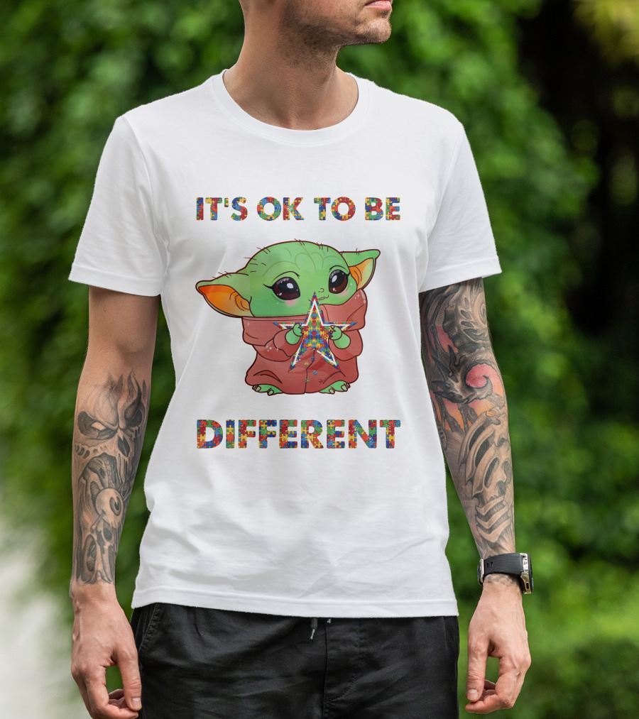 It's Ok To Be Different Dallas Cowboys Baby Yoda Star T-Shirt