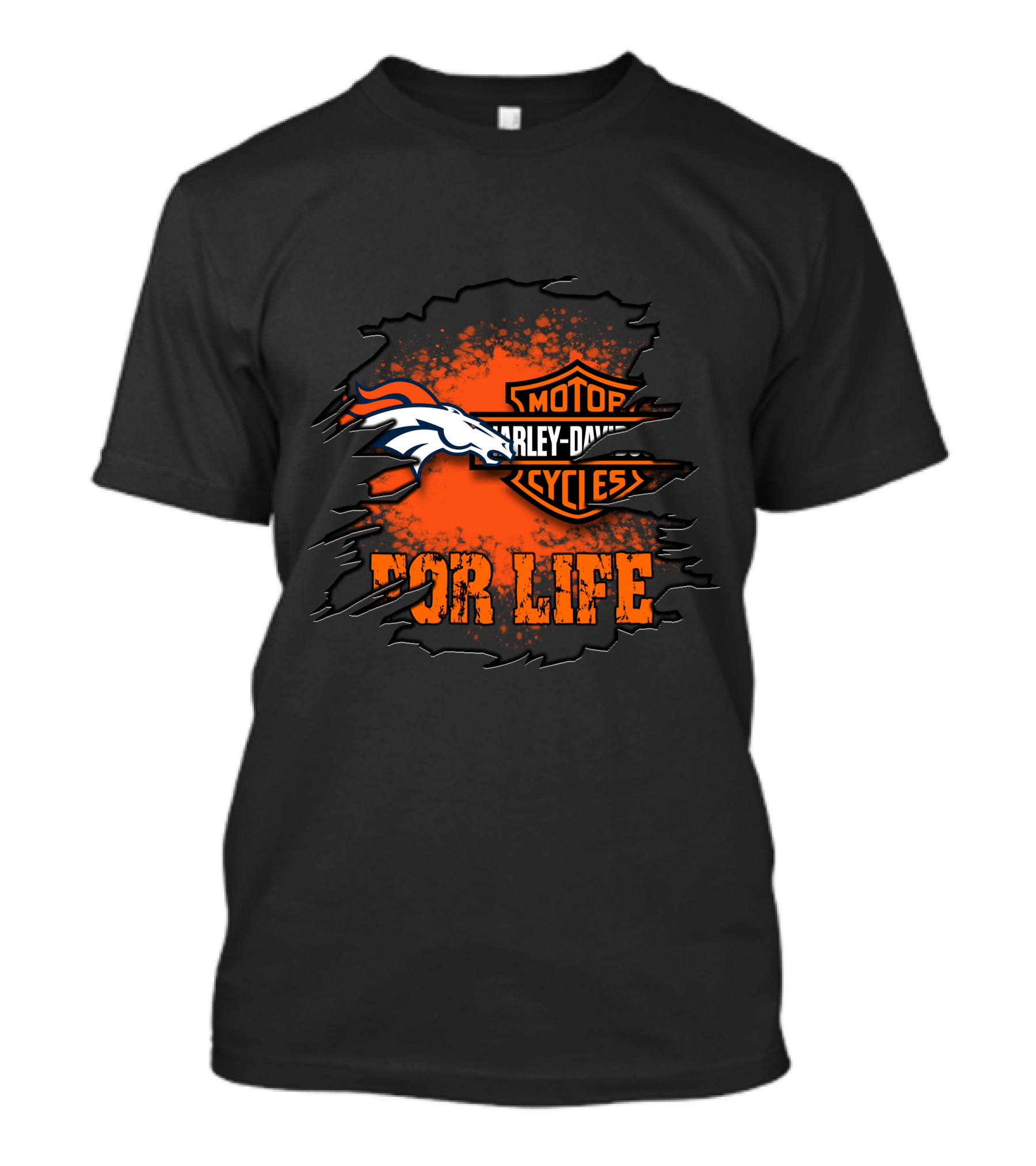 Denver Broncos Harley Davidson For Life T-Shirt