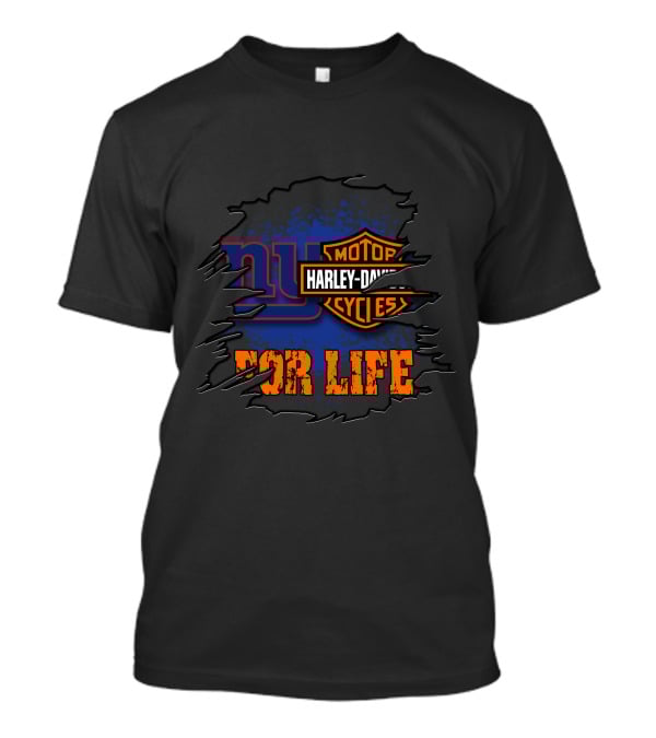 New York Giants Harley Davidson For Life T-Shirt