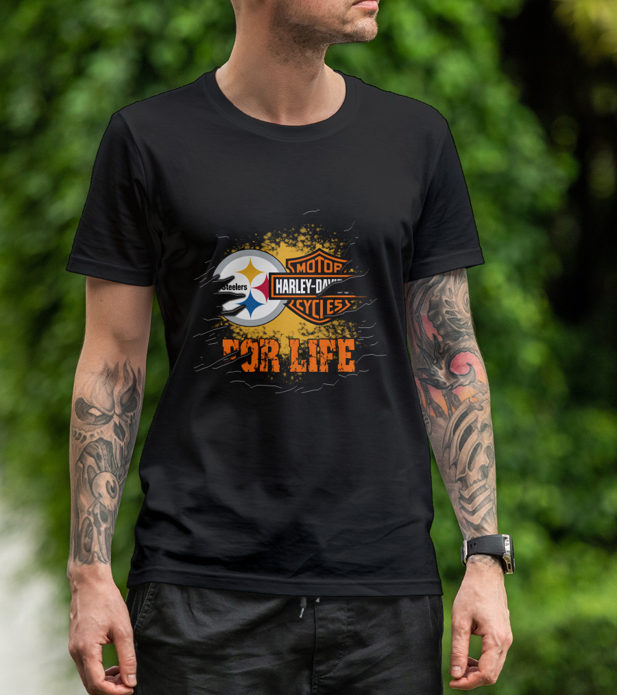 Pittsburgh Steelers Harley Davidson For Life T-Shirt