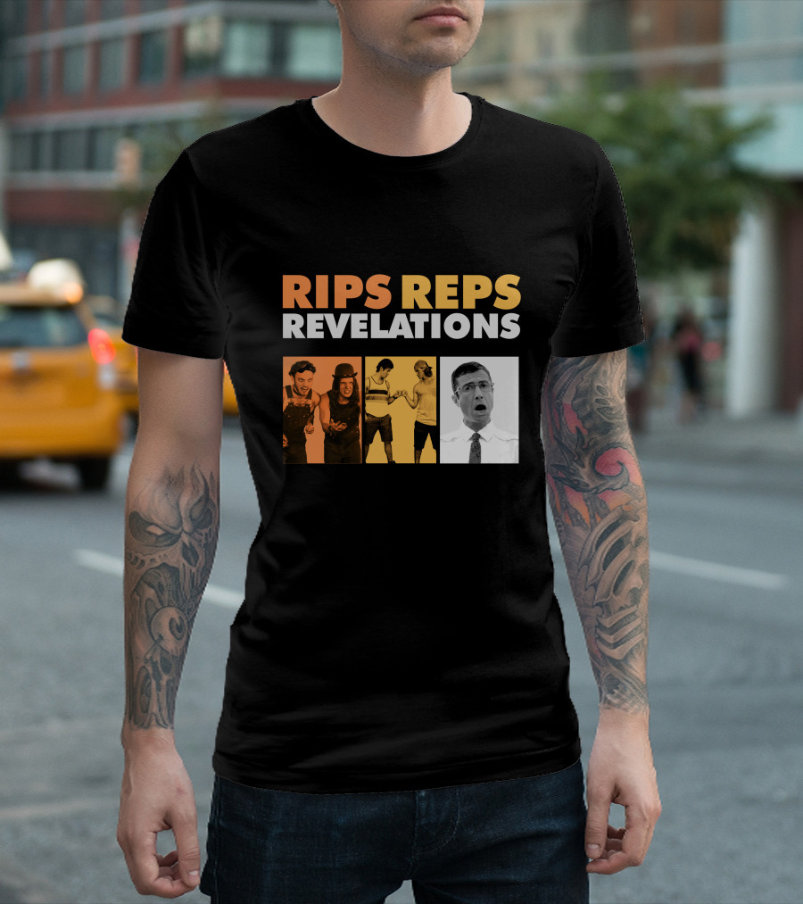 Letterkenny Problems Rips Reps Revelations Black and White and Color Characters T-Shirt