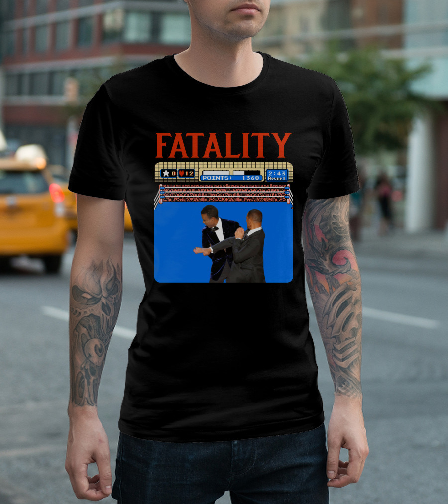 Fatality Will Smith Slaps Chris Rock Oscars Stage Video Game T-Shirt