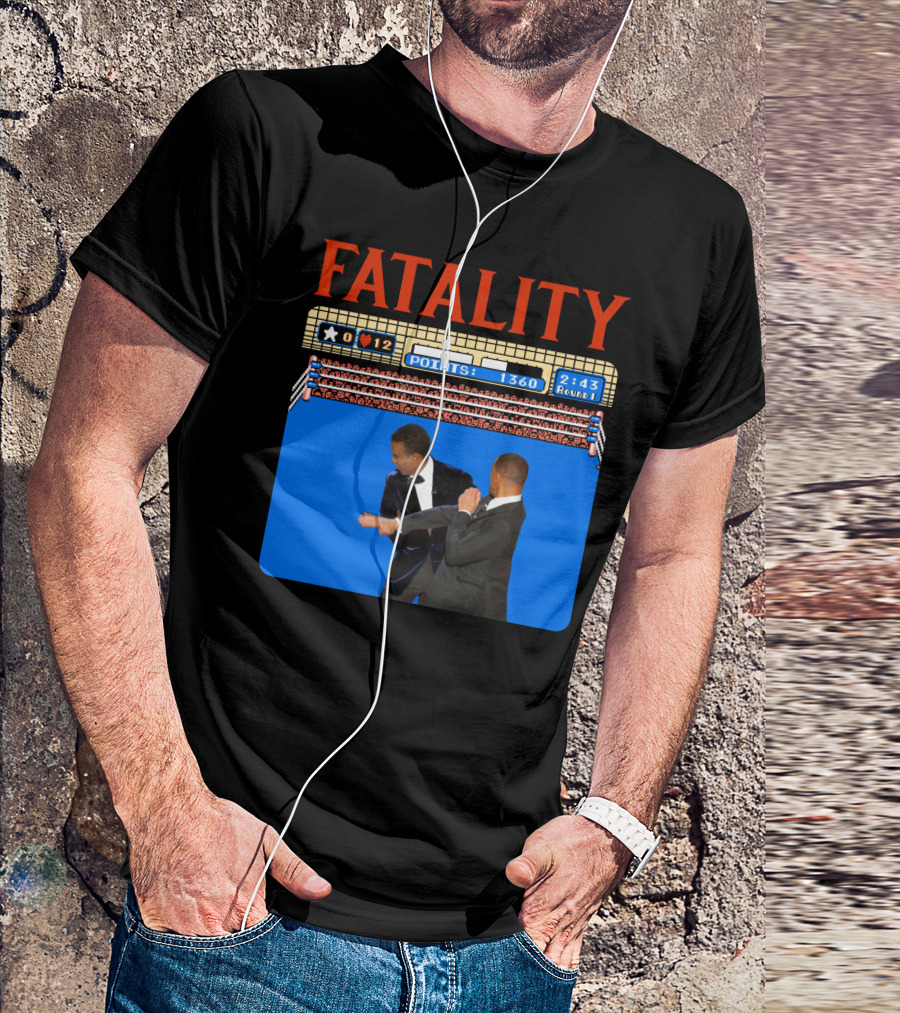 Fatality Will Smith Slaps Chris Rock Oscars Stage Video Game T-Shirt