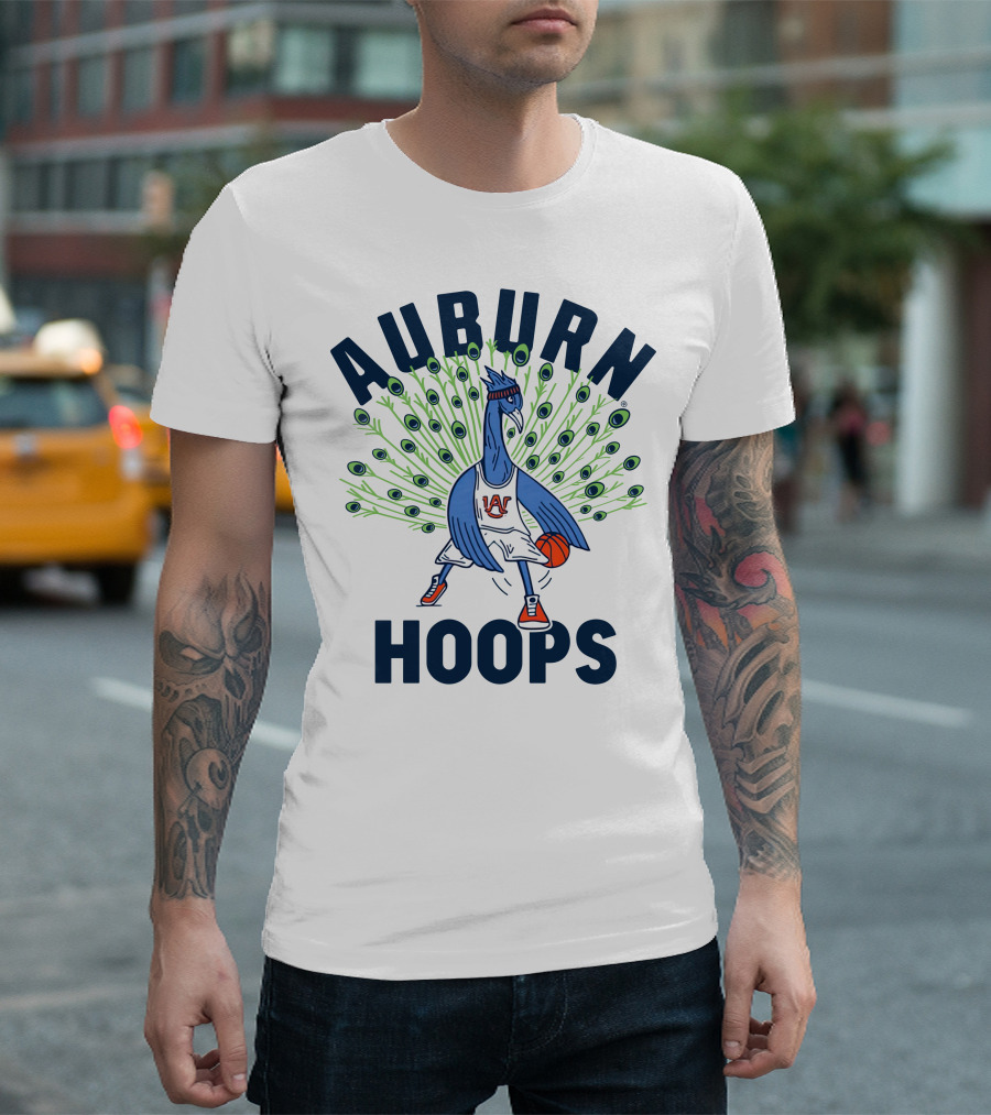 Auburn Hoops Peacock Basketball Sports T-Shirt