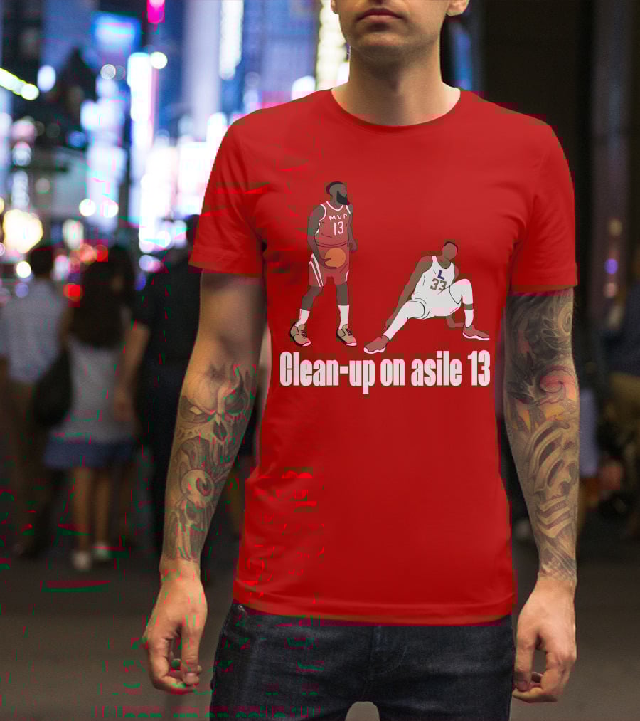Clean-Up On Asile 13 MVP Number 13 Basketball Action Scene T-Shirt