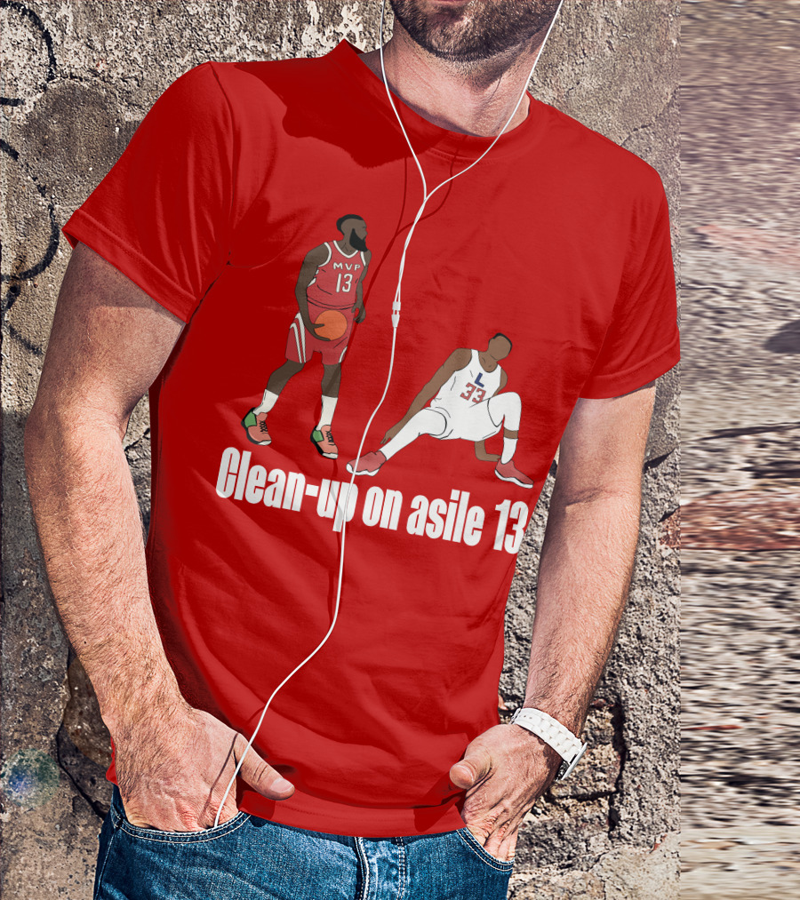 Clean-Up On Asile 13 MVP Number 13 Basketball Action Scene T-Shirt