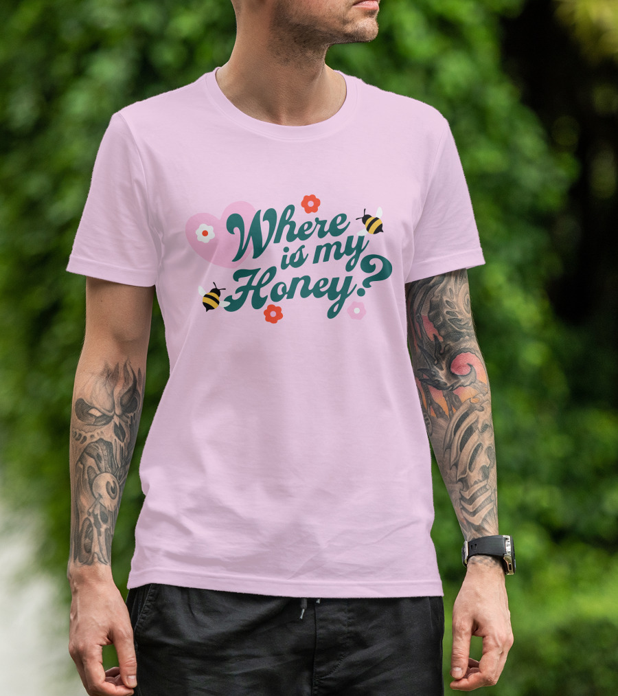 Stephanie Soo Merch Where Is My Honey Cream Bee Heart Floral T-Shirt