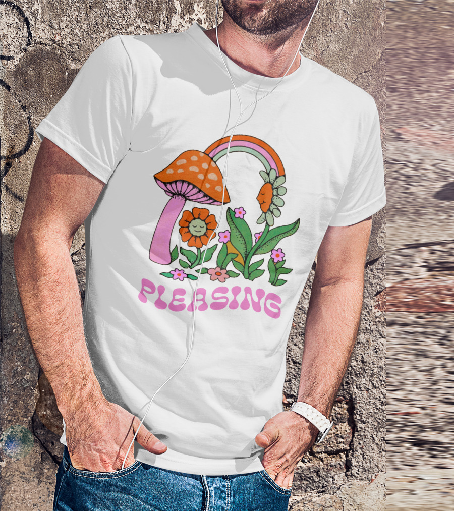 PLEASING Flower Mushroom Rainbow Garden T-Shirt