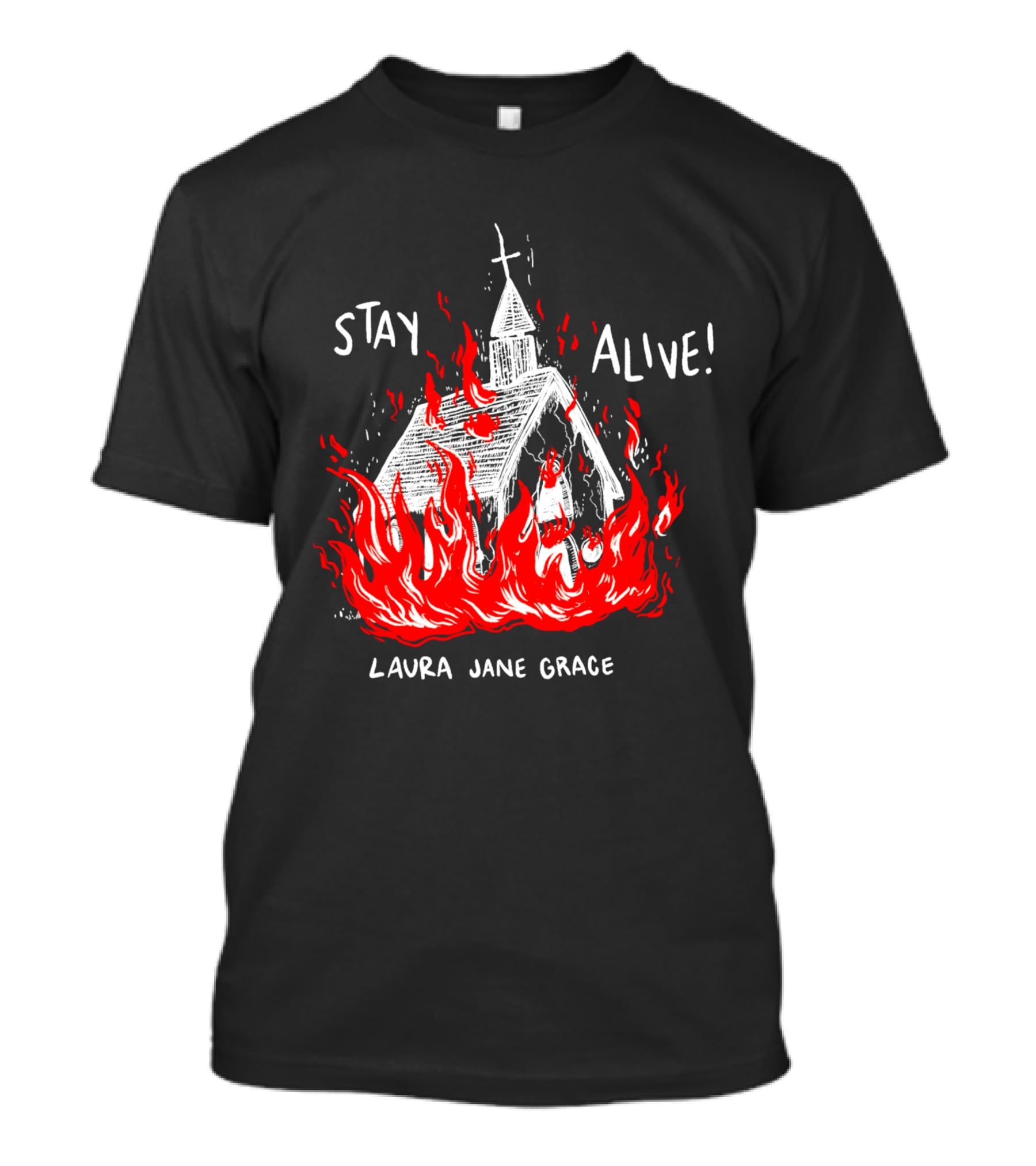Stay Alive Church Laura Jane Grace Flaming Chapel T-Shirt