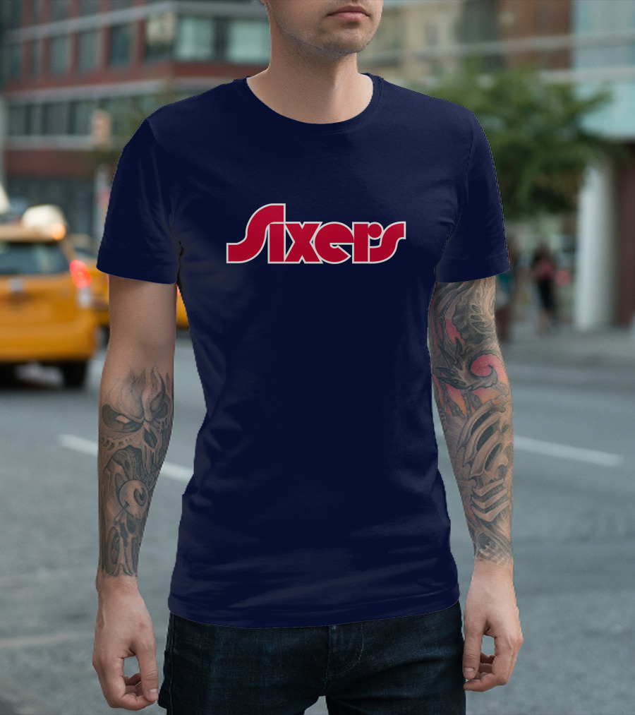 Sixers City Edition Logo Red and Blue T-Shirt