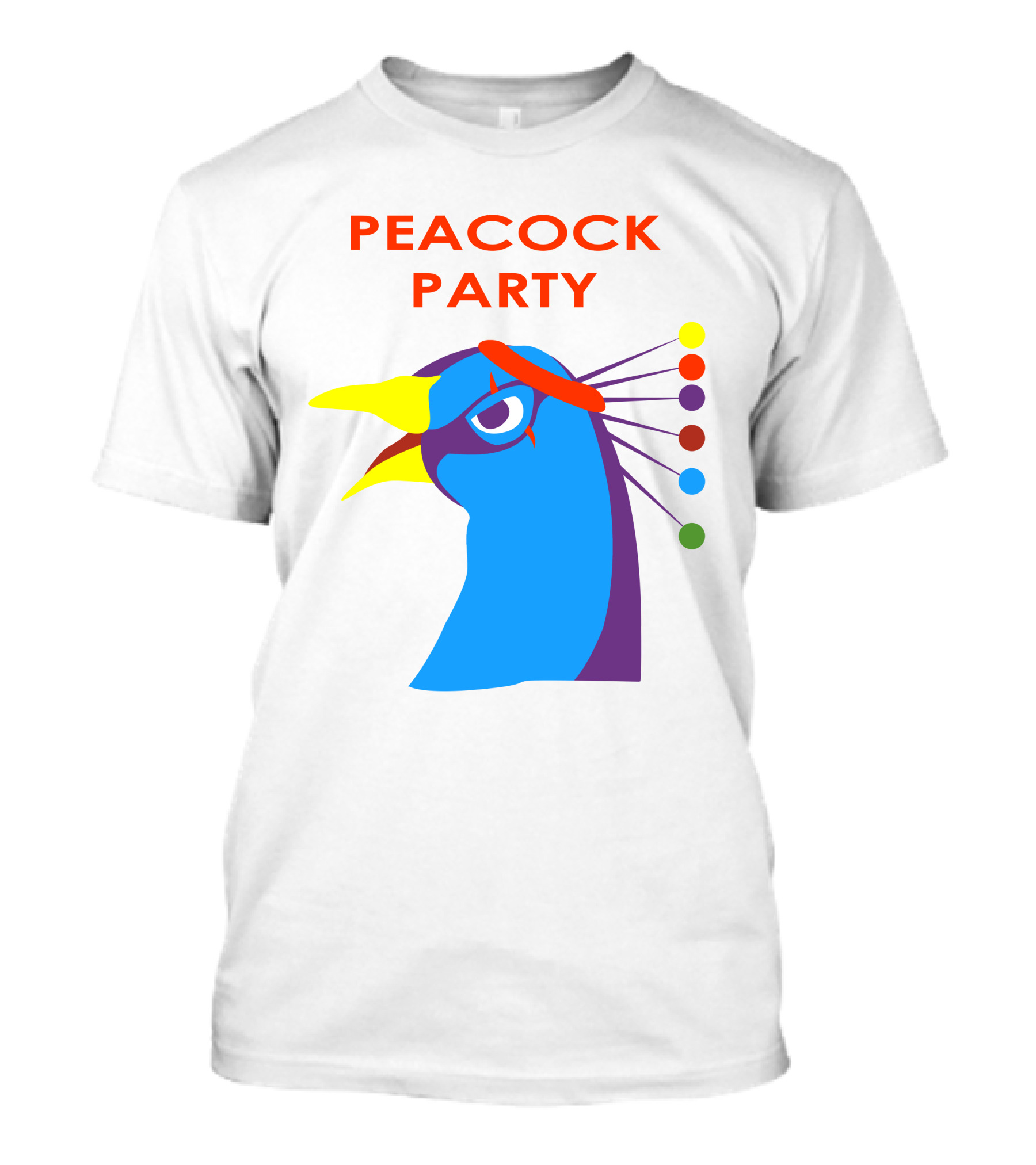 Peacock Party Auburn Blue Bird Colorful Head T-Shirt