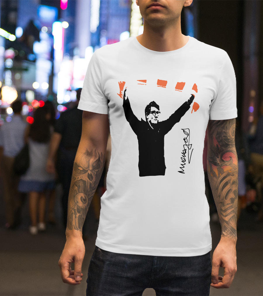 Mick Harford Signature Celebration Pose With Orange Stripes T-Shirt