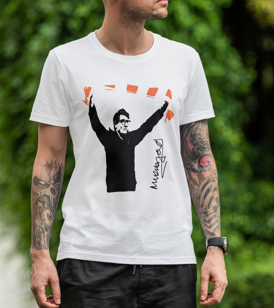 Mick Harford Signature Celebration Pose With Orange Stripes T-Shirt