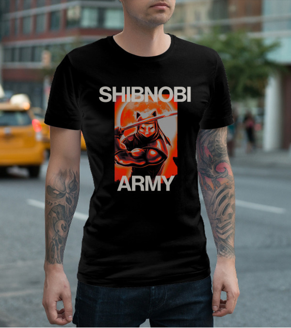 SHIBNOBI ARMY Moonlit Ninja Cat Warrior T-Shirt