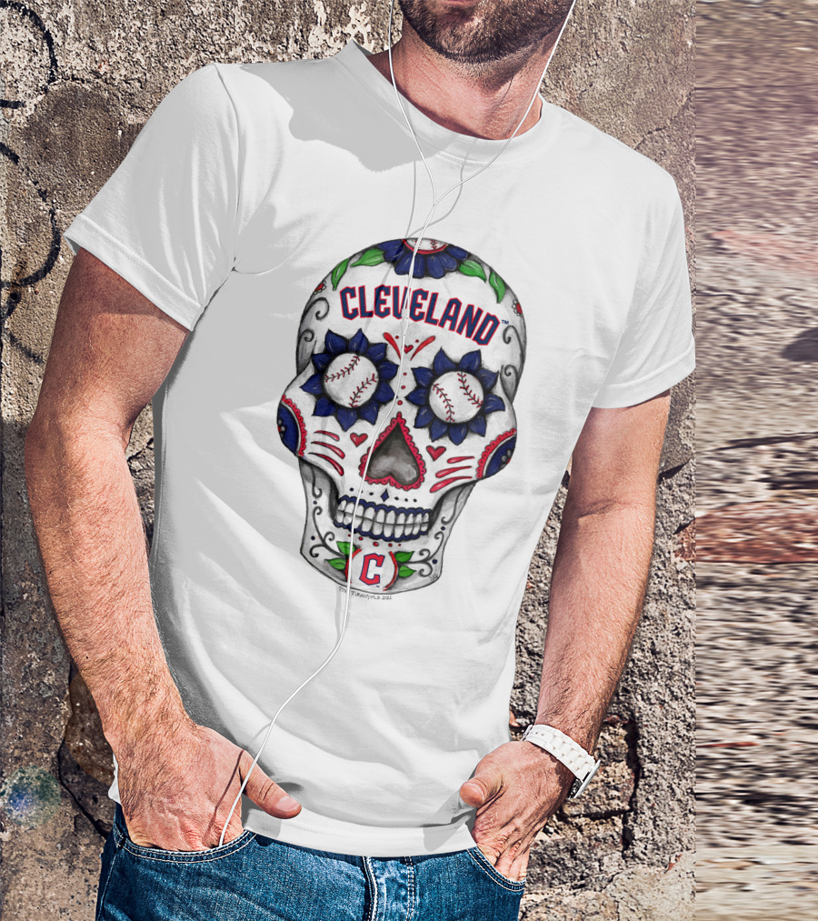 Tiny Turnip Cleveland Guardians Baseball Sugar Skull T-Shirt