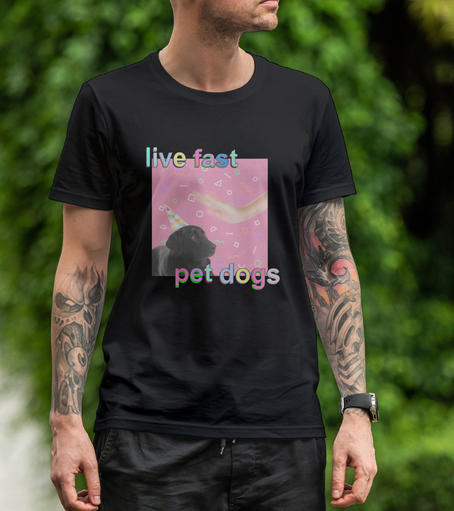 Live Fast Pet Dogs Zach Heltzel Robots With Rayguns T-Shirt