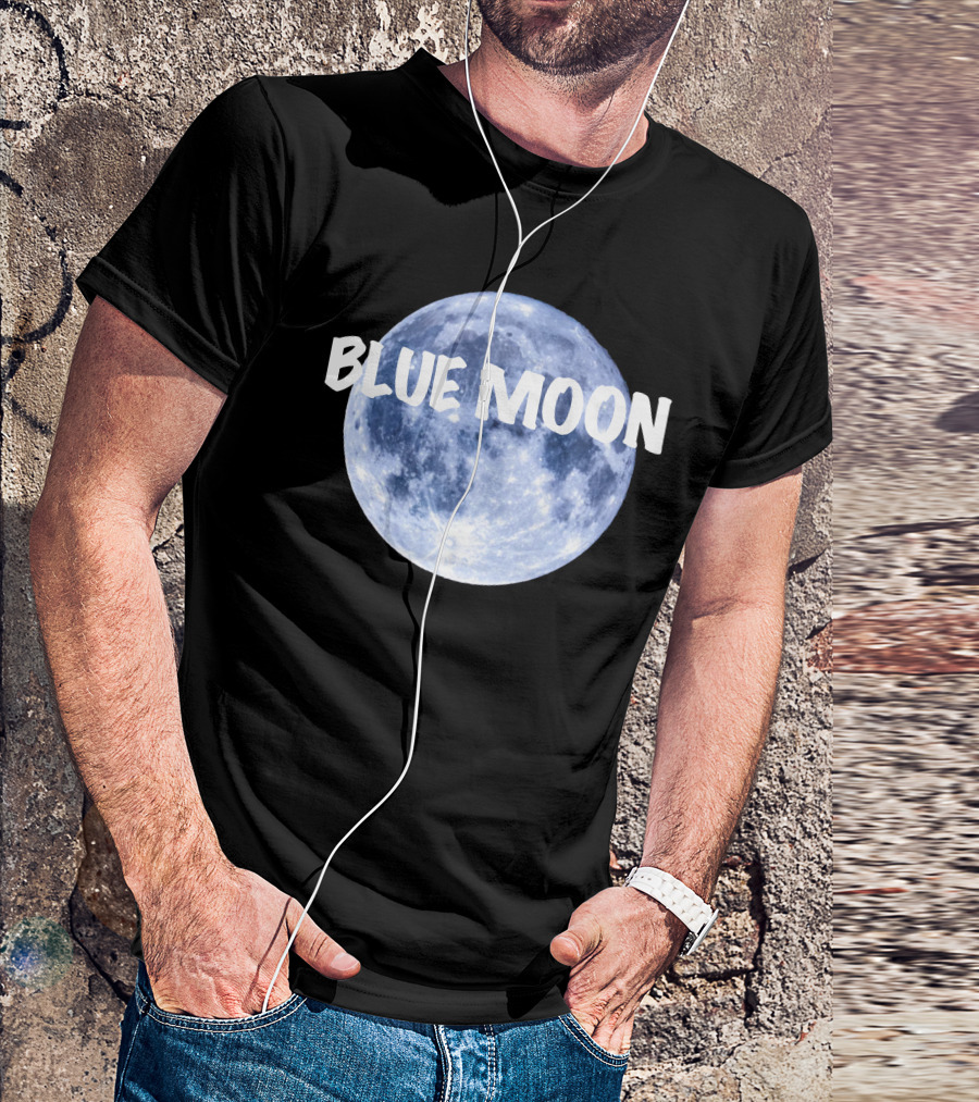 Blue Moon Lunar Phase Image With Text In Bold White Font T-Shirt