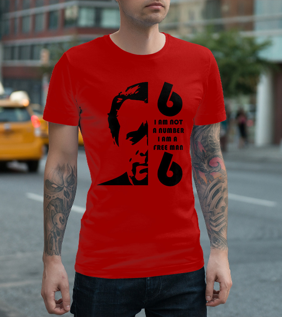 I Am Not A Number I Am A Free Man 6 Six Red T-Shirt