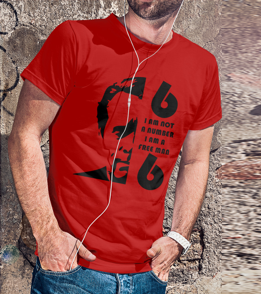 I Am Not A Number I Am A Free Man 6 Six Red T-Shirt