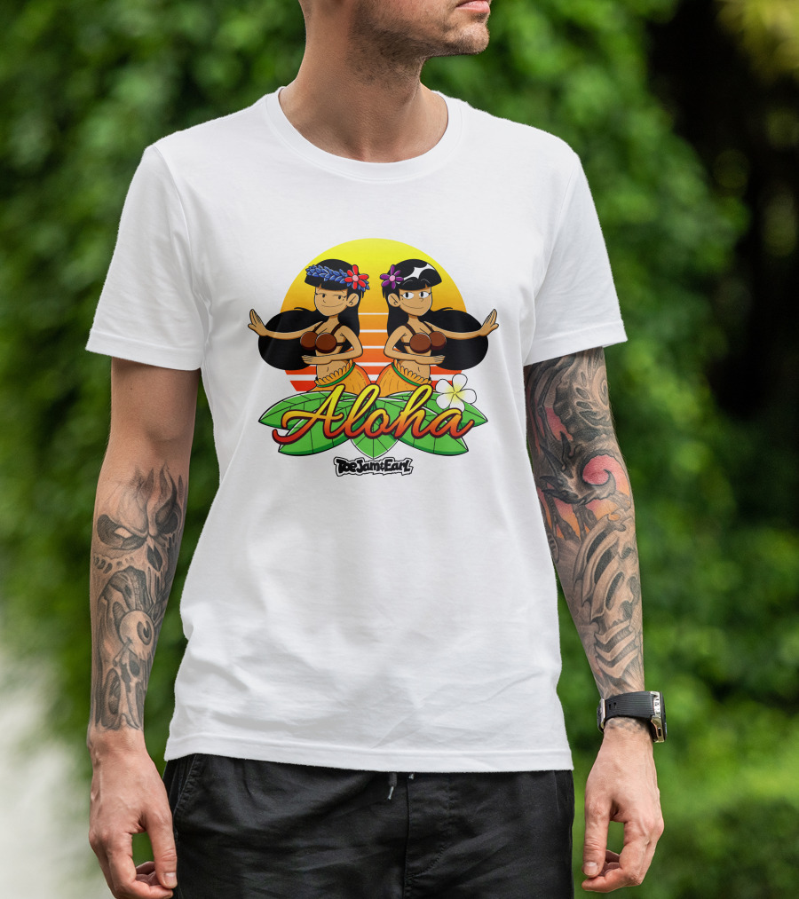 Aloha From Toejam And Earl Robaroba Merch Hawaiian Dancers Tropical Sunset T-Shirt
