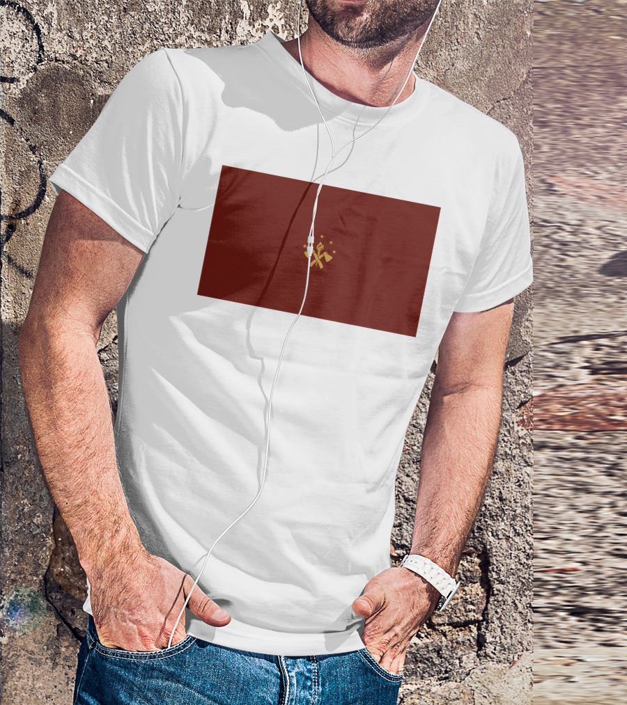 FBA Maroon Flag With Golden Hammer And Star Emblem T-Shirt