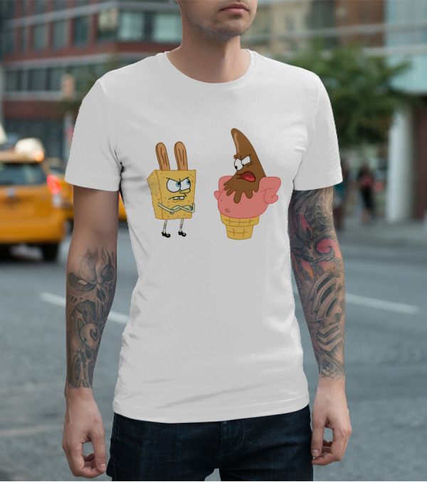 Bob Esponja Y Patricio Helado Enfrentamiento Láminas Artísticas T-Shirt