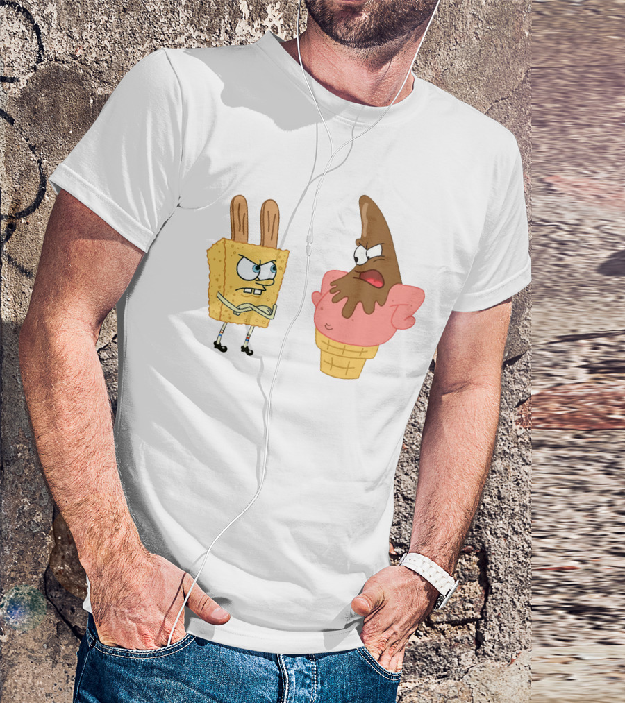 Bob Esponja Y Patricio Helado Enfrentamiento Láminas Artísticas T-Shirt
