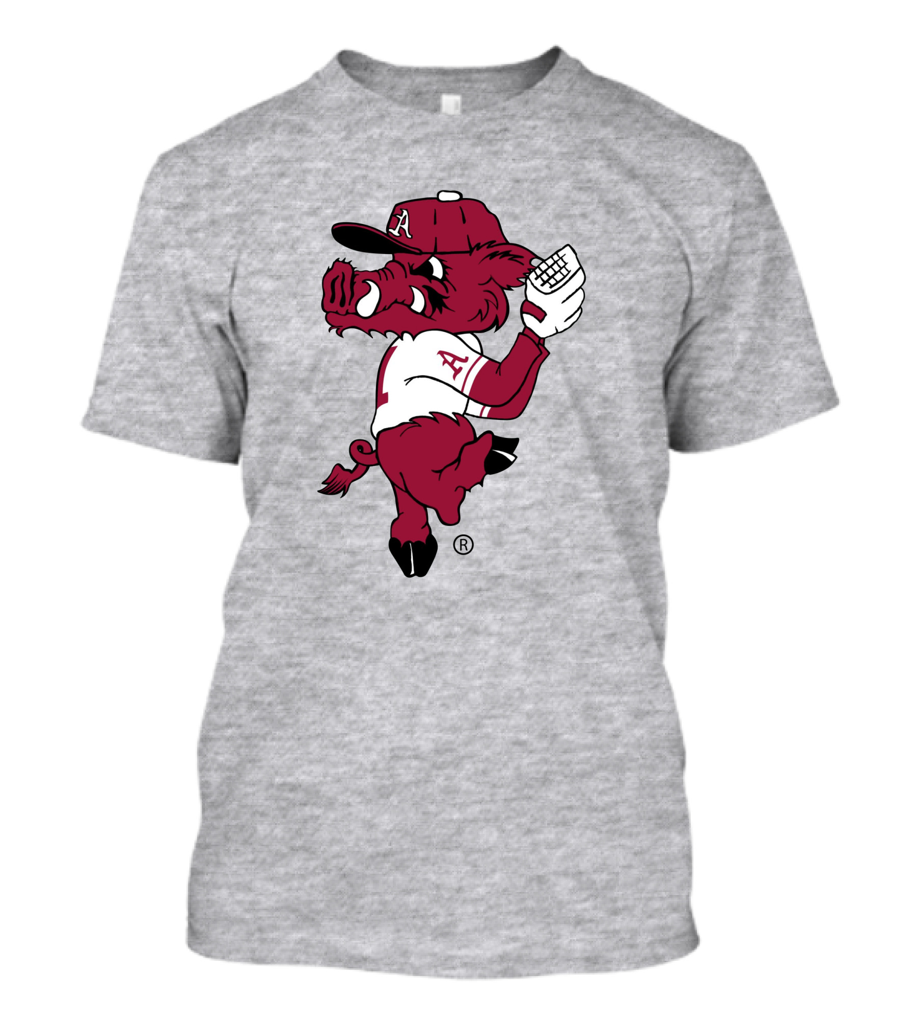 Razorbacks Pitching Ribby Baseball Cartoon Character T-Shirt