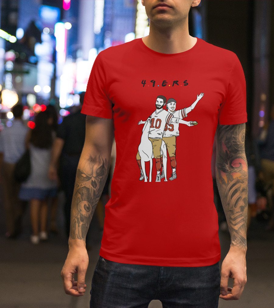 49ers Friends Jimmy Garoppolo Brian Hill Illustration With Dog T-Shirt