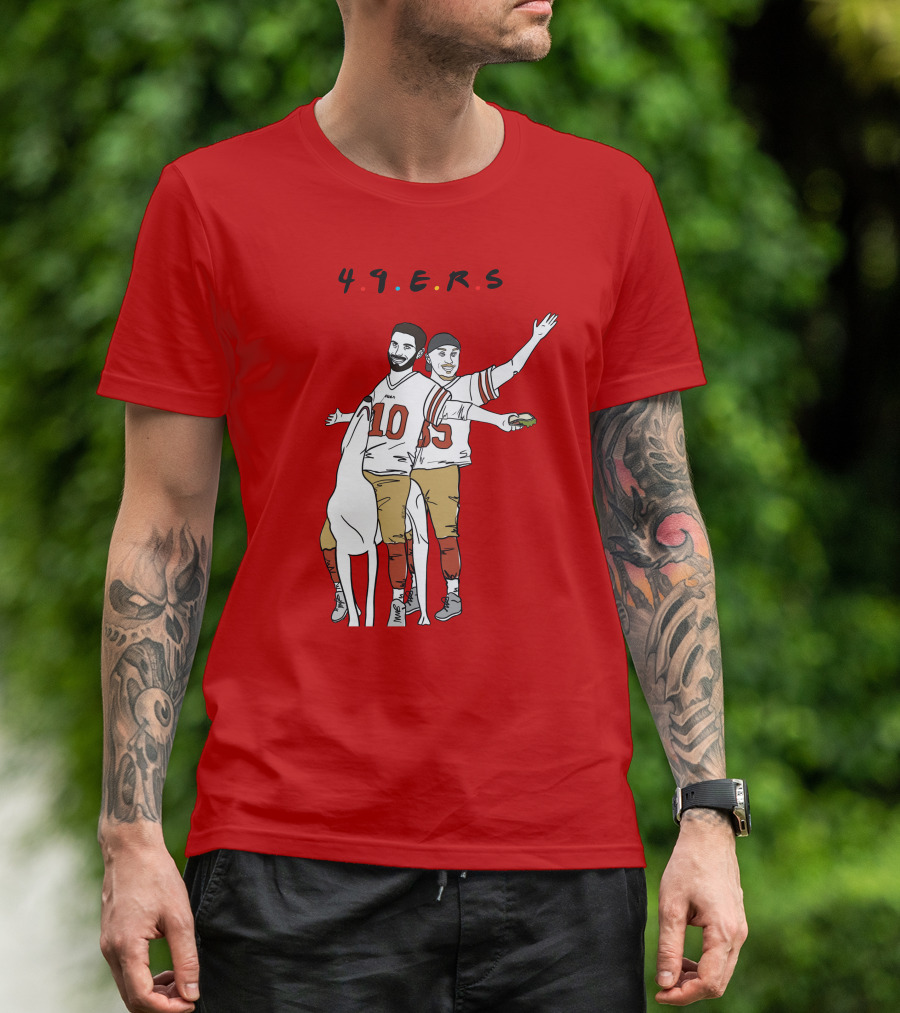 49ers Friends Jimmy Garoppolo Brian Hill Illustration With Dog T-Shirt