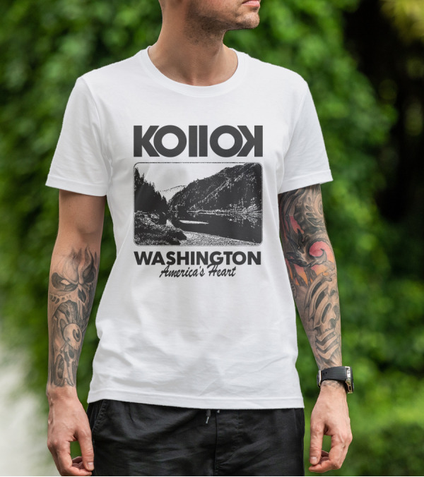 Kollok Washington America's Heart Scenic River Landscape T-Shirt