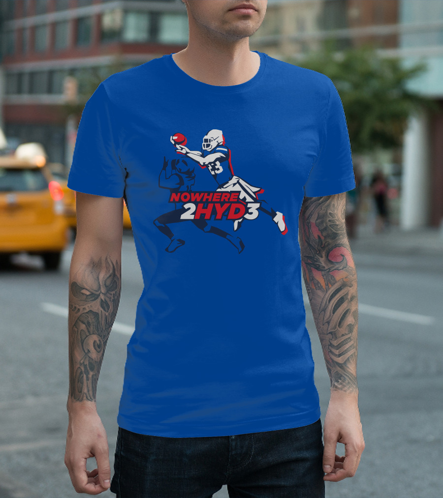 NOWHERE 2HYD3 Football Player Catching Action T-Shirt