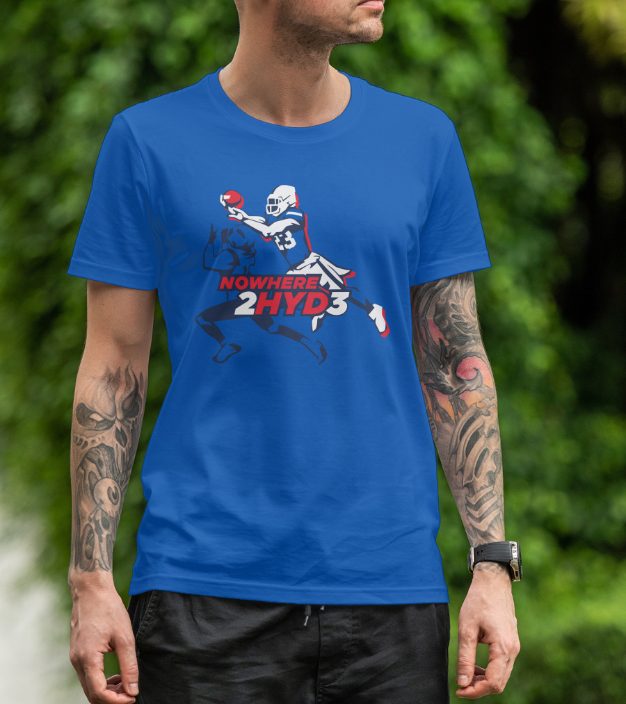 NOWHERE 2HYD3 Football Player Catching Action T-Shirt