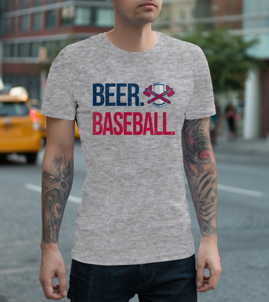 BEER. BASEBALL. Crossed Axes Emblem T-Shirt