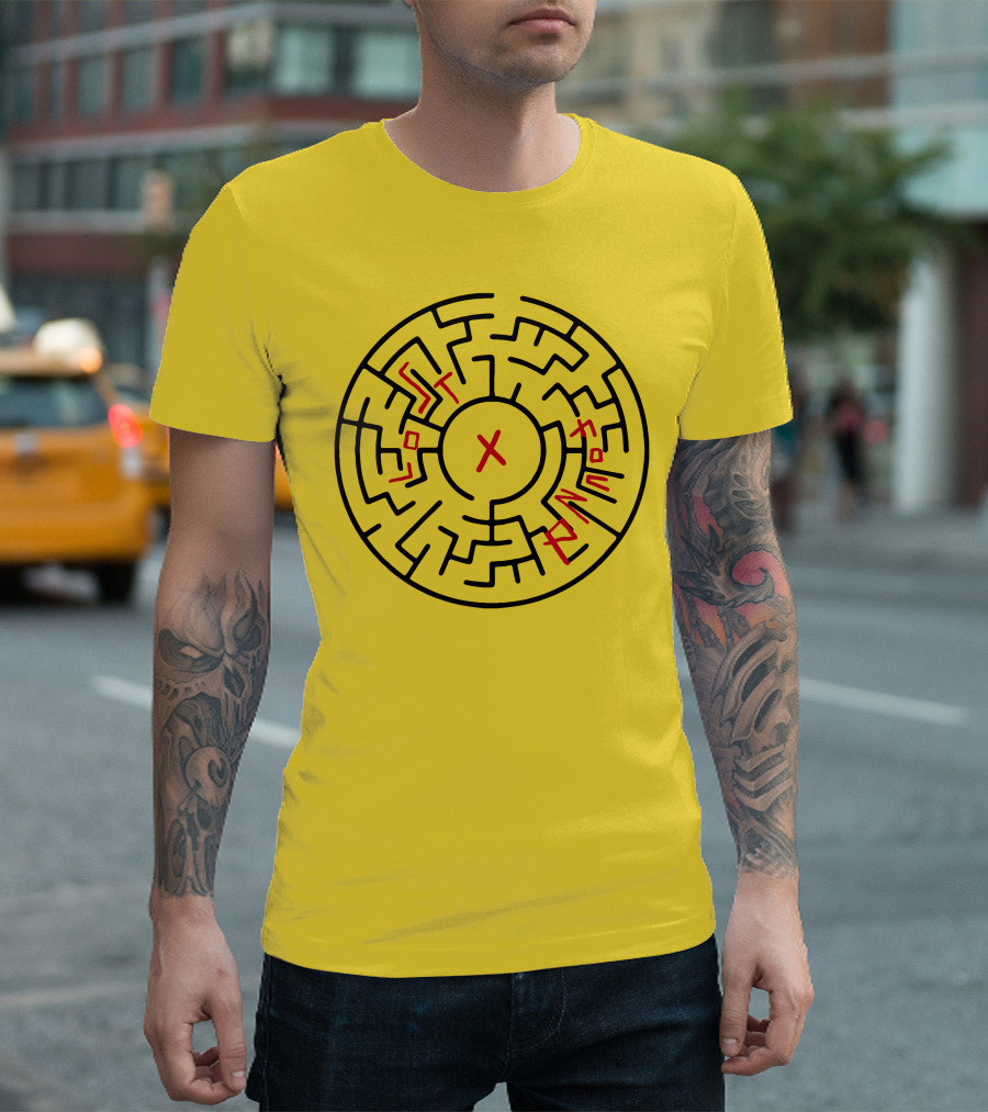 Lost People Found Myself Maze Design Yellow Background T-Shirt