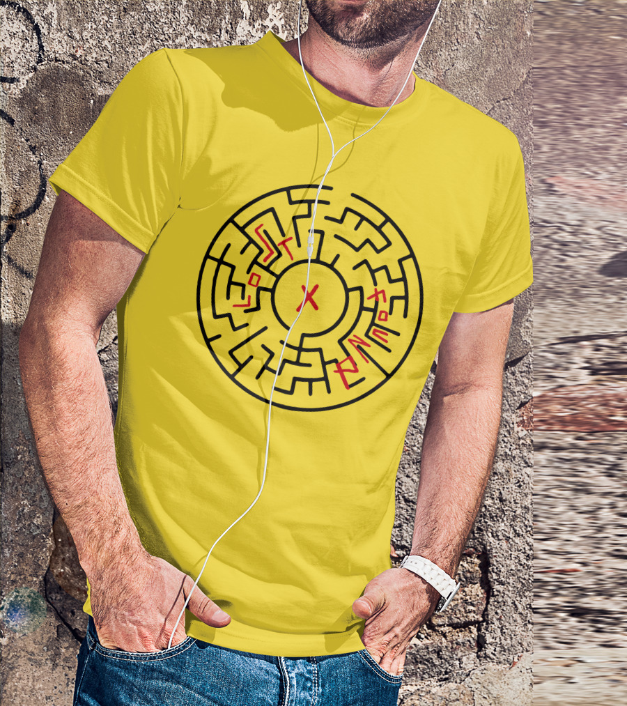 Lost People Found Myself Maze Design Yellow Background T-Shirt