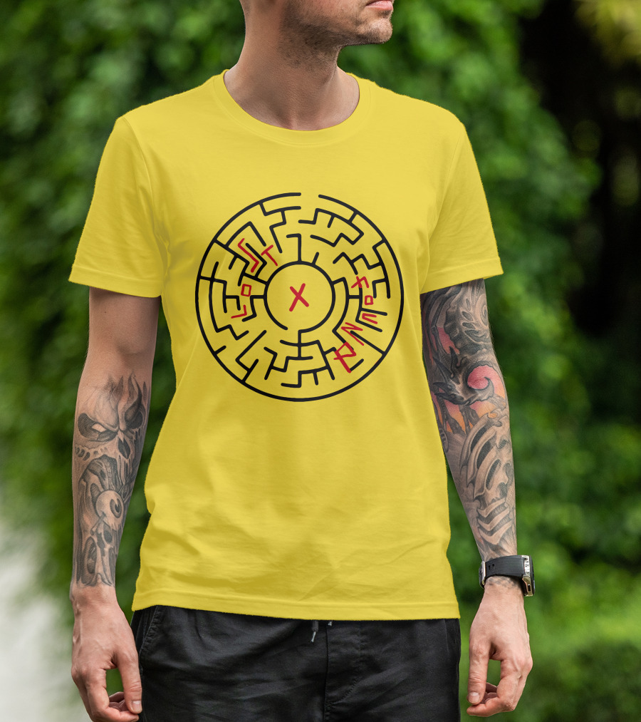 Lost People Found Myself Maze Design Yellow Background T-Shirt