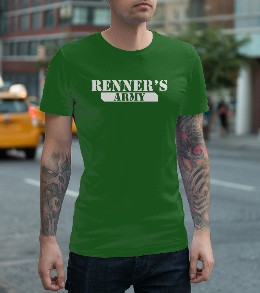 Renner’s Army Bold Green Military Inspired Text T-Shirt