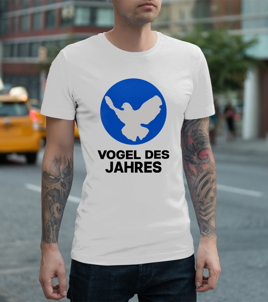 Vogel Des Jahres Columbidae Doves Silhouette in Blue Circle T-Shirt