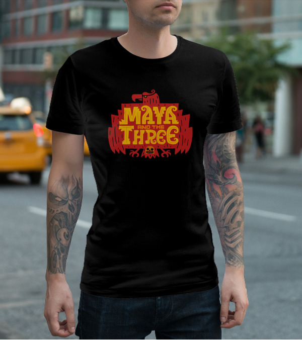 Maya And The Three Aztec-Inspired Red Eagle Emblem T-Shirt