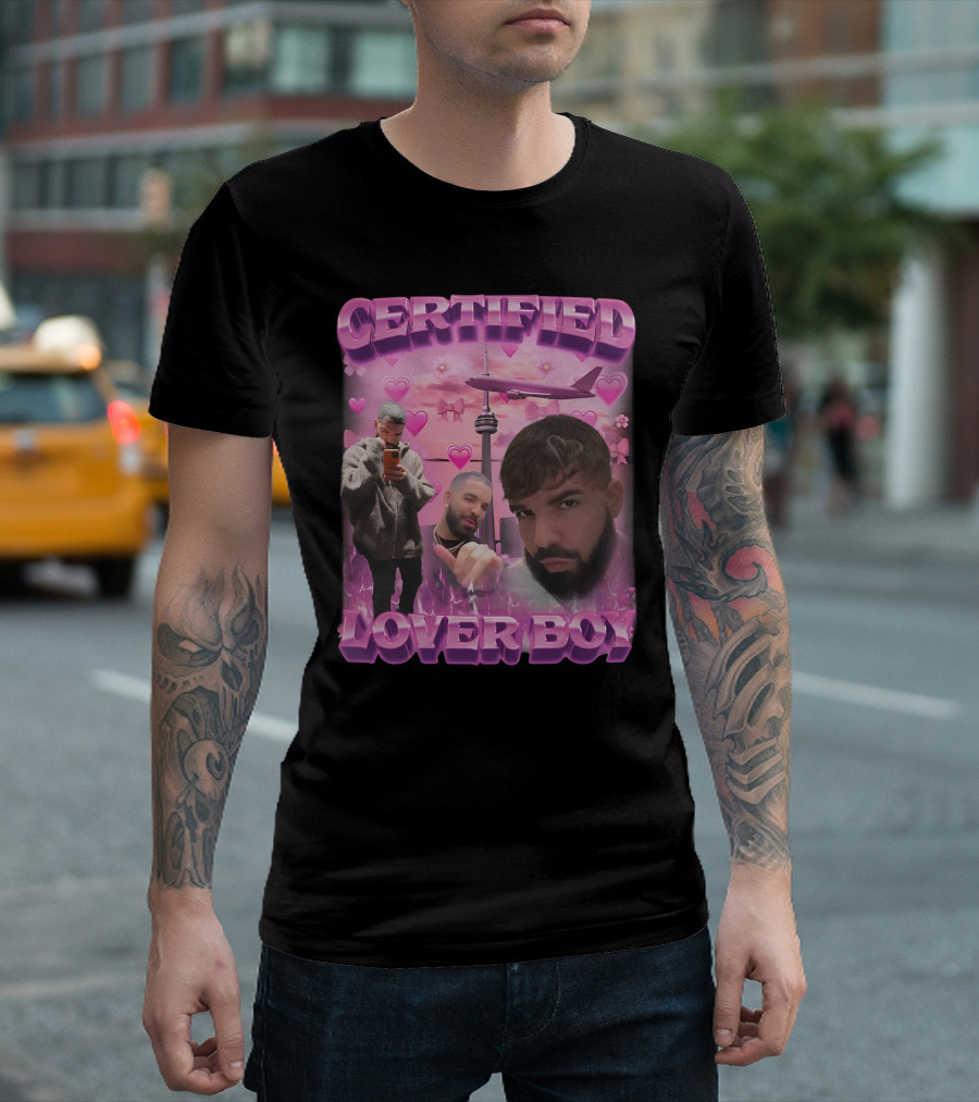 Certified Lover Boy Drake Toronto Skyline Hearts Pink Airplane Aesthetic T-Shirt