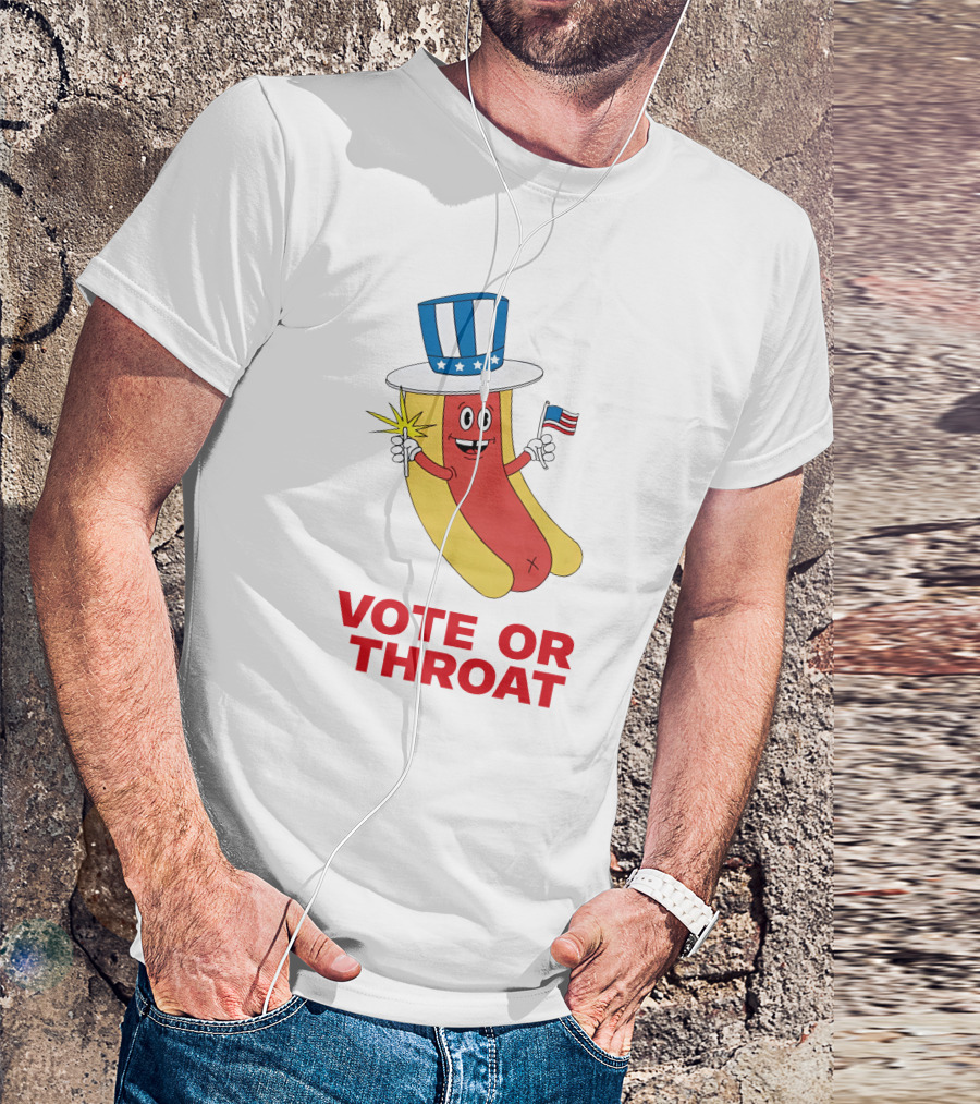 Vote Or Throat Uncle Sam Hotdog With American Flag T-Shirt