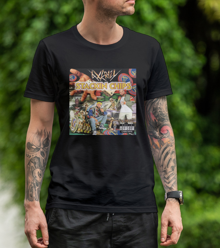 4Xkrazy Stackin Chips Warriors Dice Trophy Vintage Vibe Parental Advisory Chawaz Matee T-Shirt