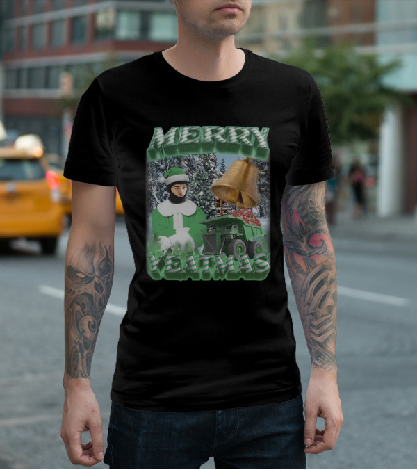 Merry Yeatmas Swag Stimulus Holiday Festive Scene With Elf And Golden Bell T-Shirt